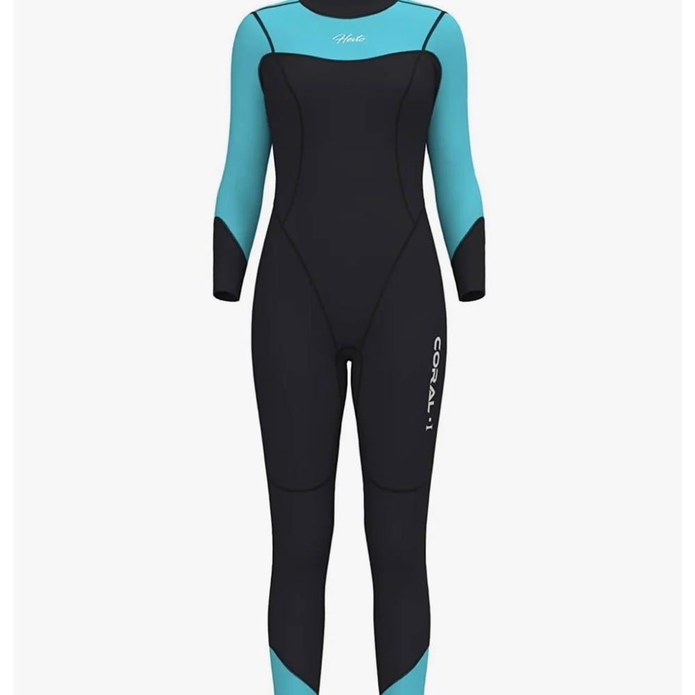 Full 3mm Neoprene Women’s Wetsuit Coral Black & Teal Size X-small